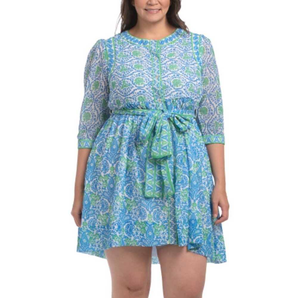 GRETCHEN SCOTT Plus Tie Waist Printed Dress